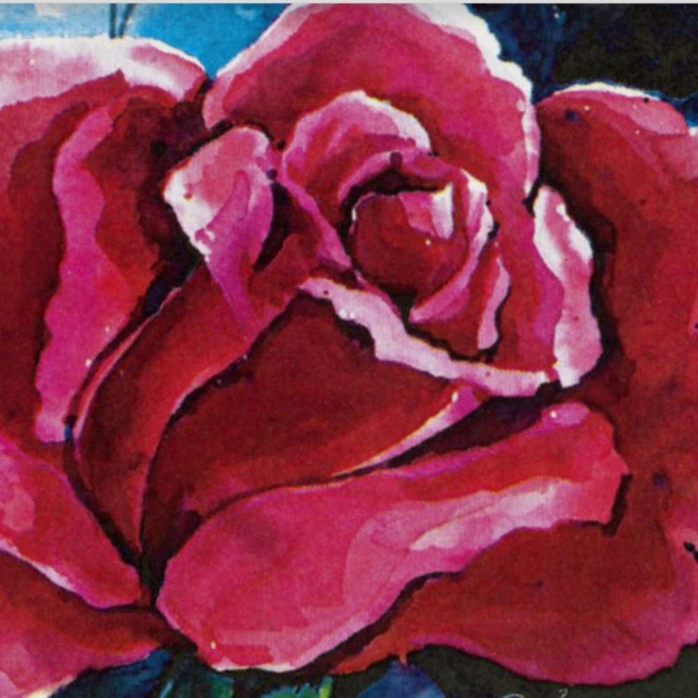 Rose Print in Mat from original painting by Kathy Morton Stanion - Nancy's Rose